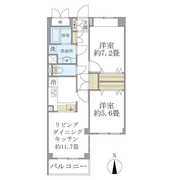KDXレジデンス杉並方南町(2LDK/3階)の間取り写真