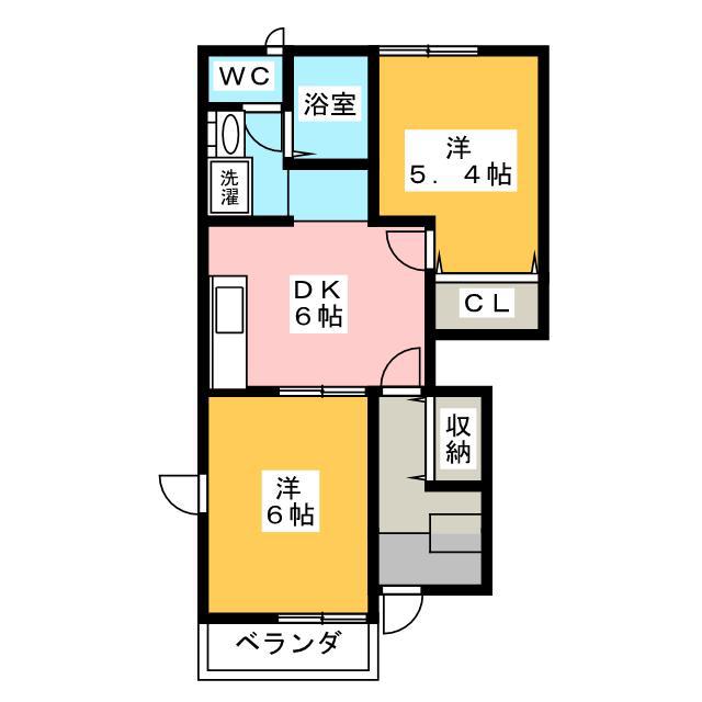 カーサメロディーA(2DK/1階)の間取り写真