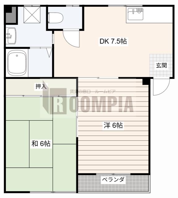 REINAII(2DK/2階)の間取り写真