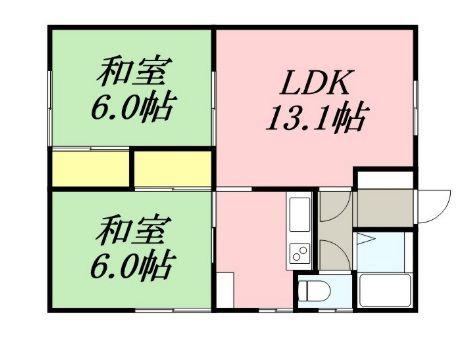 コーポラスV1(2LDK/1階)の間取り写真