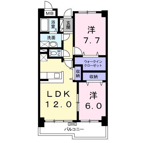 エクセランヒルズ KOTA(2LDK/1階)の間取り写真