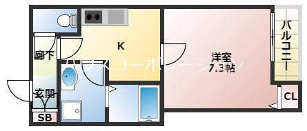 ランドレーヴ尼崎(1K/1階)の間取り写真