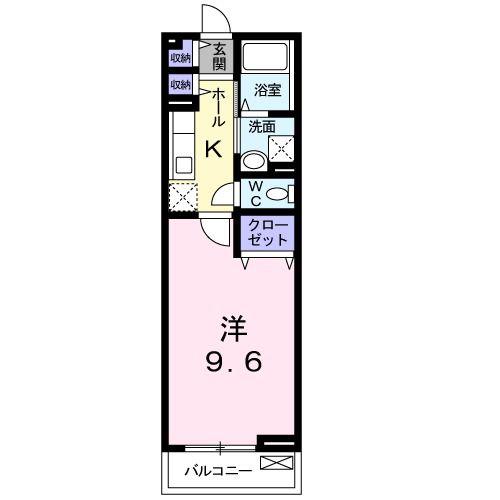 ズィーベン久里浜(1K/2階)の間取り写真
