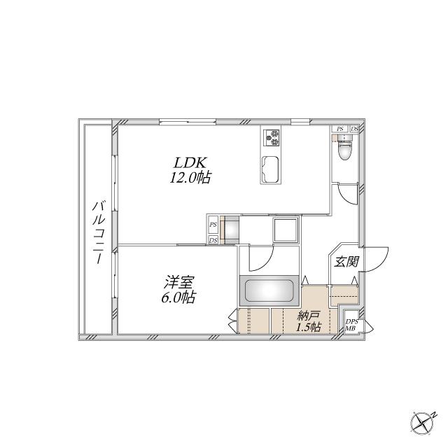  大森東4丁目メゾン(1LDK/3階)の間取り写真