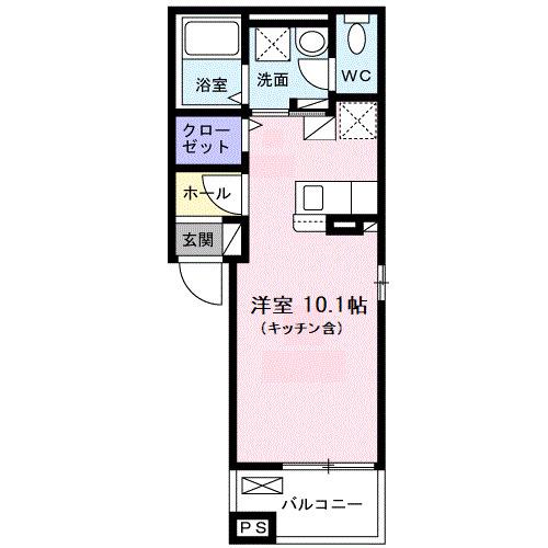 サニー・ブライト桜木 II(1K/2階)の間取り写真