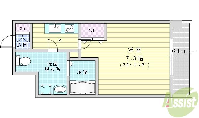 アスリート江坂2番館(1K/9階)の間取り写真
