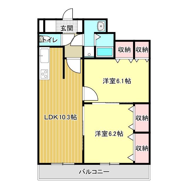 Y・フジ ビル新白河(2LDK/2階)の間取り写真