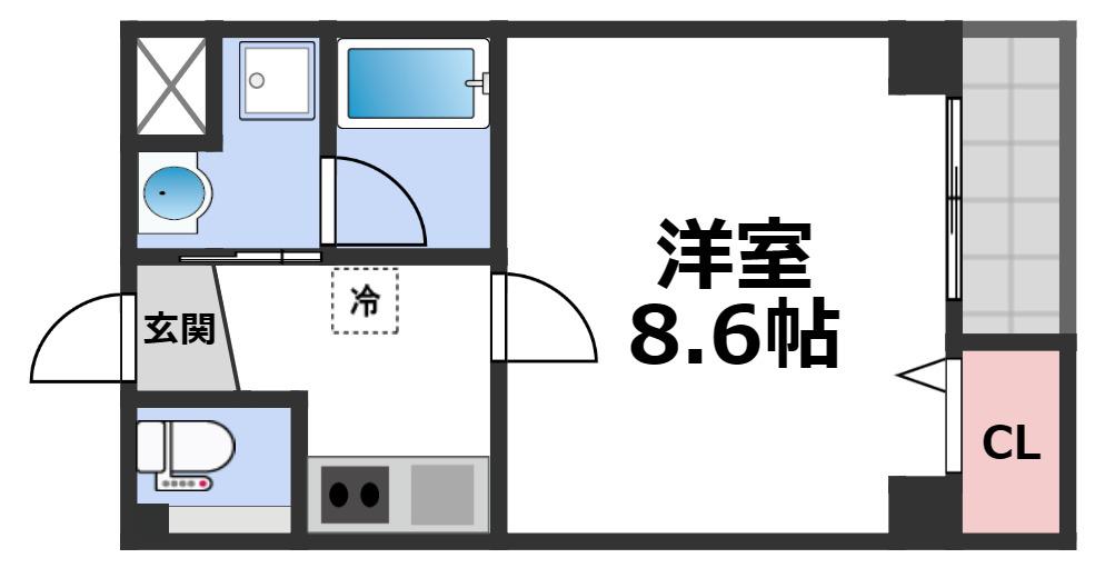 ソリティア桃谷(1K/3階)の間取り写真