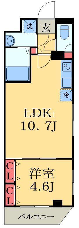 コンフォルテ本千葉(1LDK/1階)の間取り写真