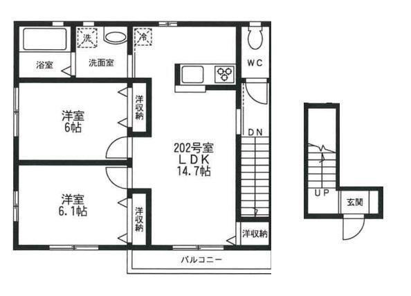 ラークII(2LDK/2階)の間取り写真
