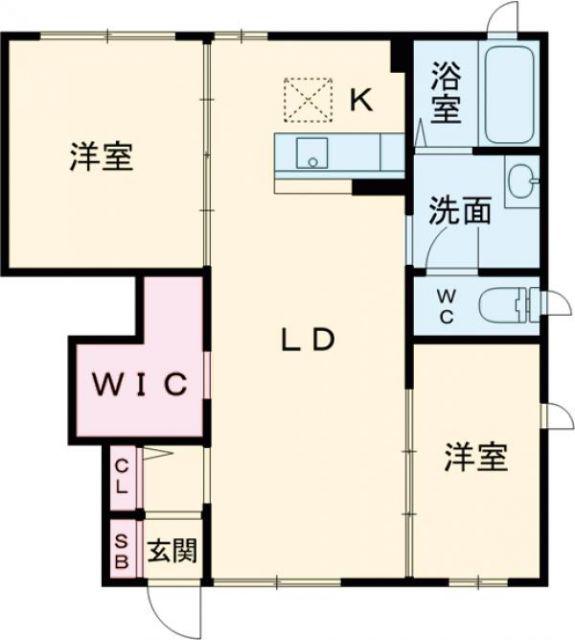 グランドパルク  B棟(2LDK/1階)の間取り写真