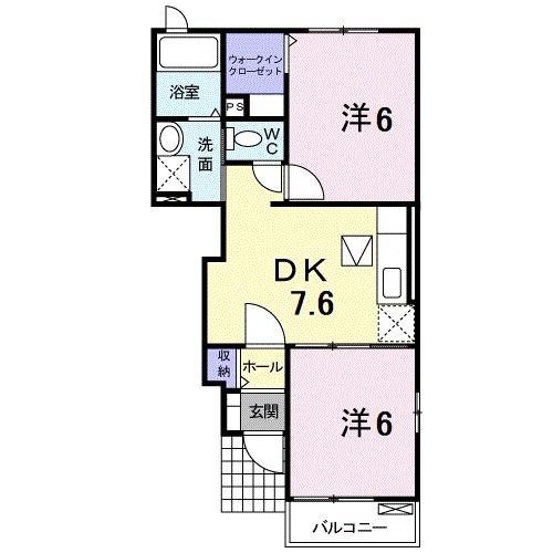 ステージ芦田川B(2DK/1階)の間取り写真