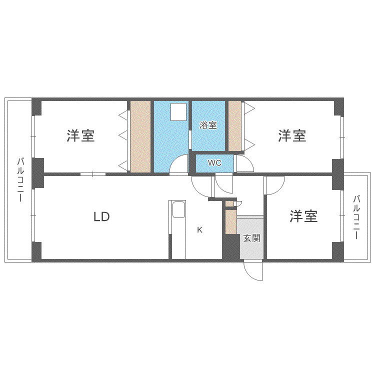 BRO北野(3LDK/2階)の間取り写真