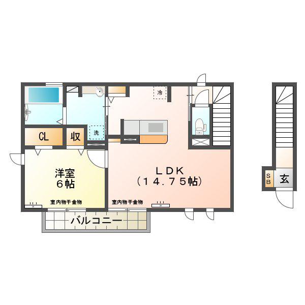 ダバンティ(1LDK/2階)の間取り写真