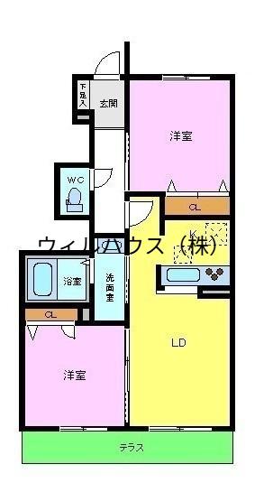 イーストガーデン中百舌鳥(2LDK/1階)の間取り写真