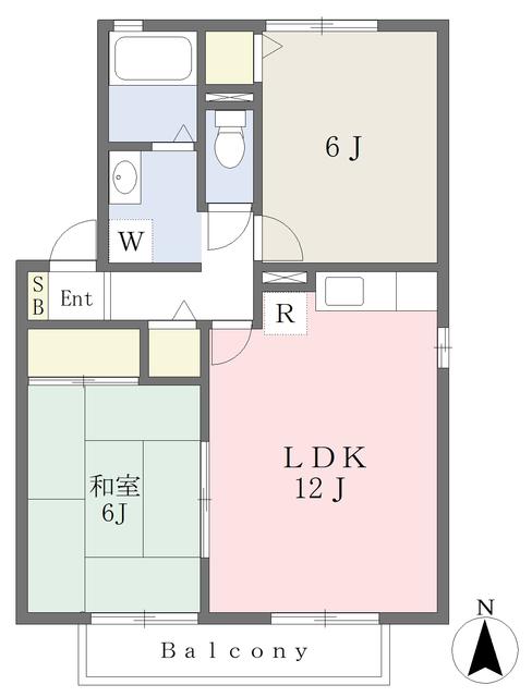 ルミエール壱番館(2LDK/2階)の間取り写真