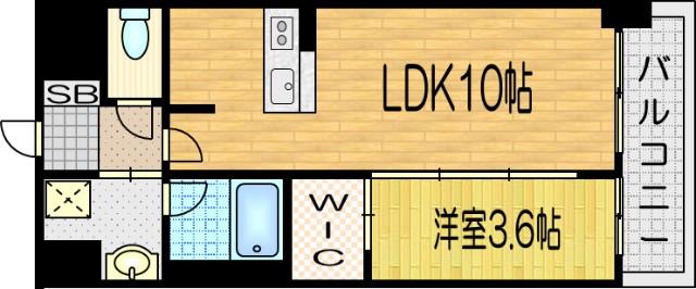 ソルレヴェンテ堀川高辻(1LDK/2階)の間取り写真