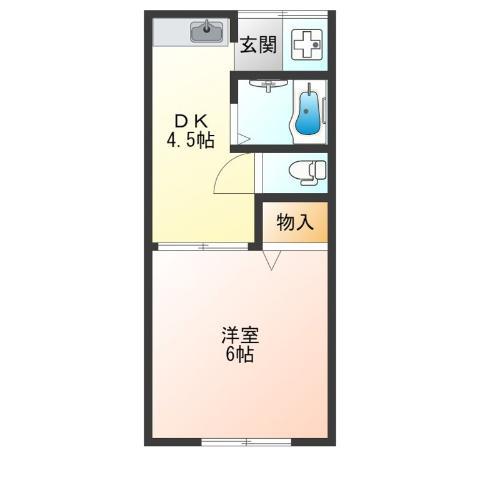 ことぶき文化(1DK/1階)の間取り写真