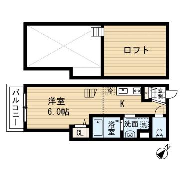 エリュシオン(ワンルーム/2階)の間取り写真