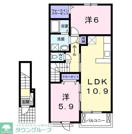 コッティA(2LDK/2階)の間取り写真