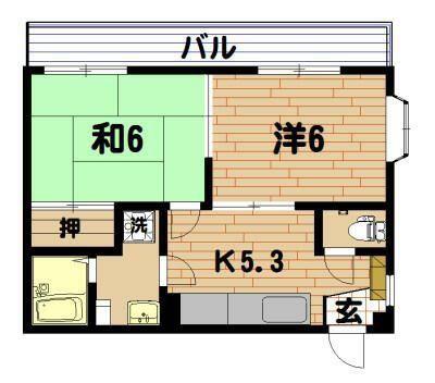 CHERRYPLAZA美樹(2DK/3階)の間取り写真