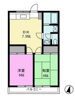 浅見コーポ(2DK/1階)の間取り写真