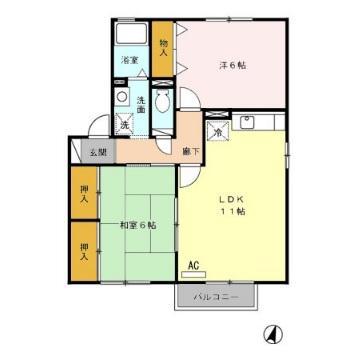 アヴニールK(2LDK/2階)の間取り写真