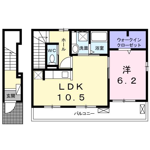 ローズK(1LDK/2階)の間取り写真