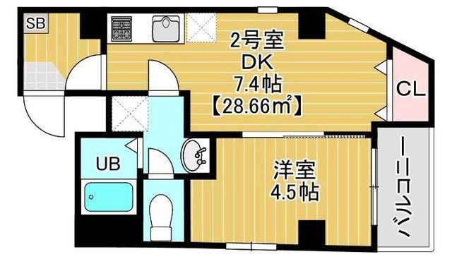 OJIMAHOLIC(2DK/7階)の間取り写真