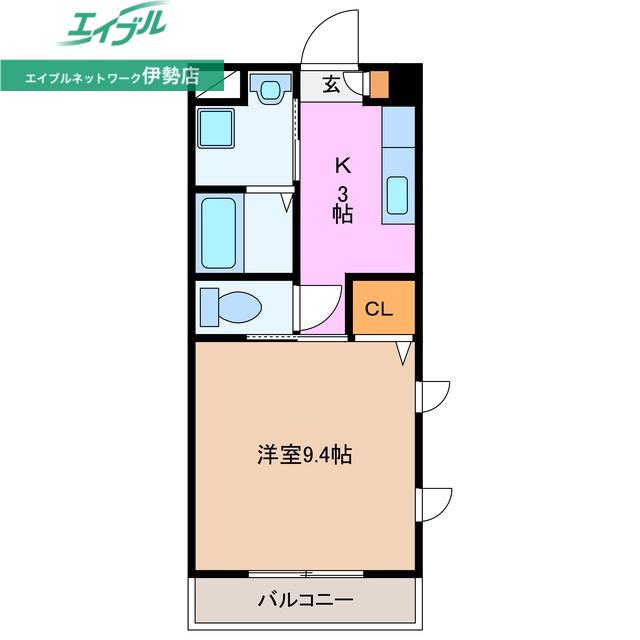 テージスII(1K/3階)の間取り写真
