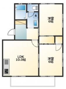 ポルトボヌール(2LDK/1階)の間取り写真