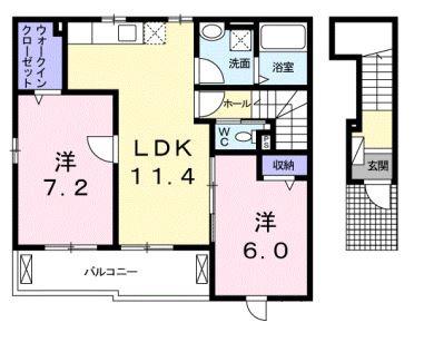 ネオ グランジェ(2LDK/2階)の間取り写真