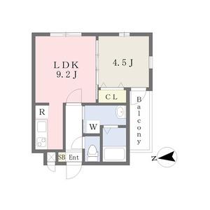 MOVE山王ウエスト(1LDK/2階)の間取り写真