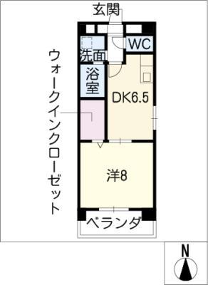 プレザン本山(1DK/4階)の間取り写真