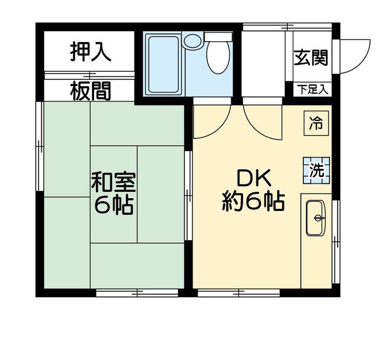 サンワ芝富士荘(1DK/1階)の間取り写真