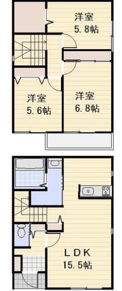 別所町戸建 A(3LDK/2階)の間取り写真