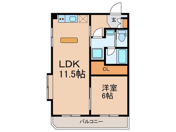 メゾンフルール(1LDK/4階)の間取り写真
