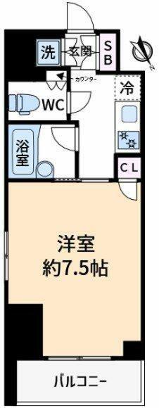 ルーブル学芸大学参番館(1K/8階)の間取り写真