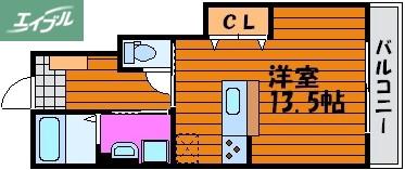 アネシスK(ワンルーム/1階)の間取り写真