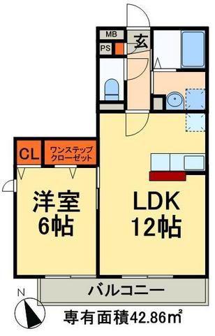 パークフラッツ(1LDK/1階)の間取り写真