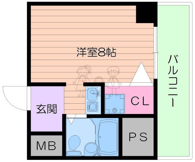 モンテベルデ北田辺(ワンルーム/2階)の間取り写真