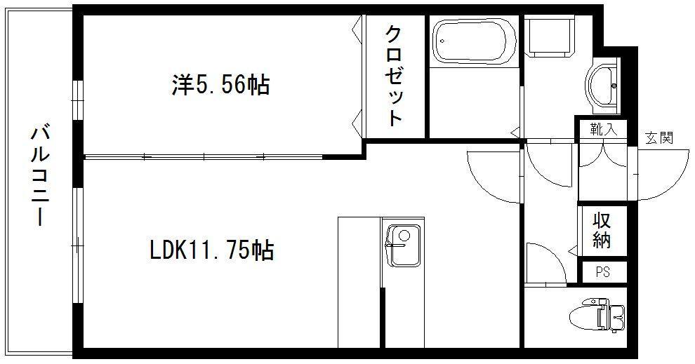 サウスキアラ(1LDK/1階)の間取り写真