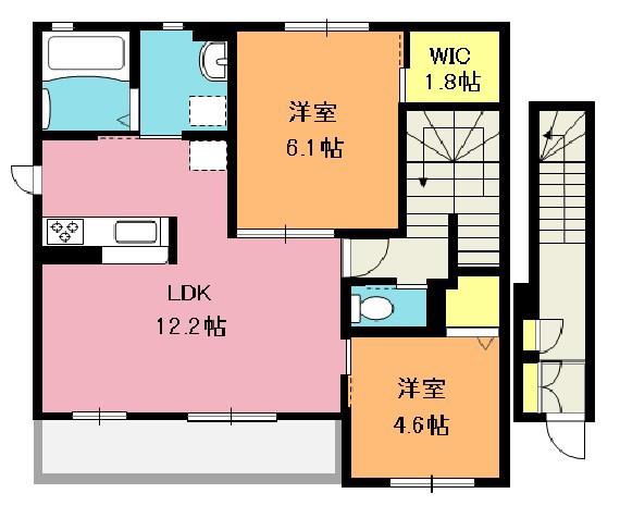 アダーラA棟(2LDK/2階)の間取り写真