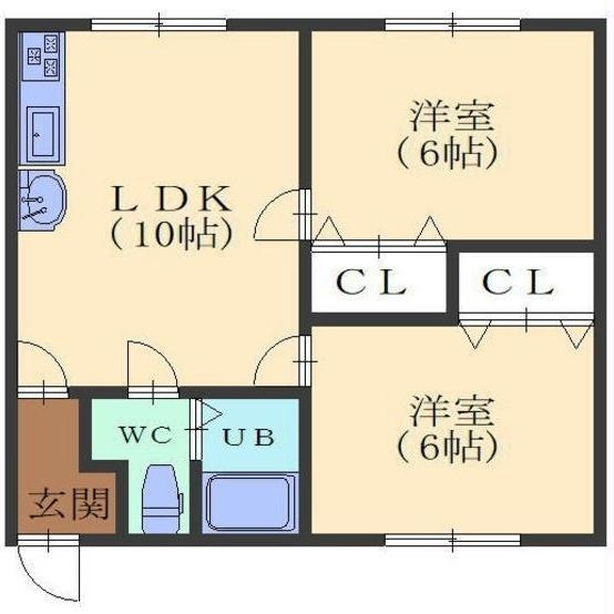 レジデンスナガオカ(2LDK/1階)の間取り写真