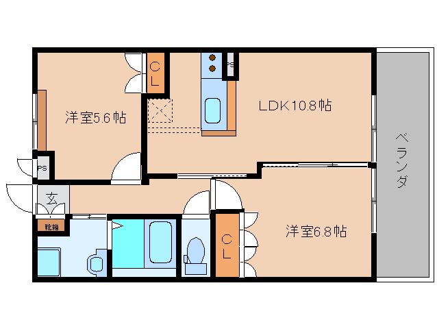 FELICE奥鳥井II番館(2LDK/2階)の間取り写真
