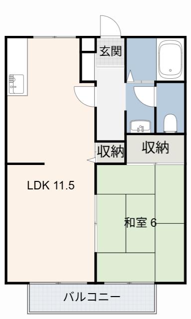メゾンドデュー(1LDK/2階)の間取り写真