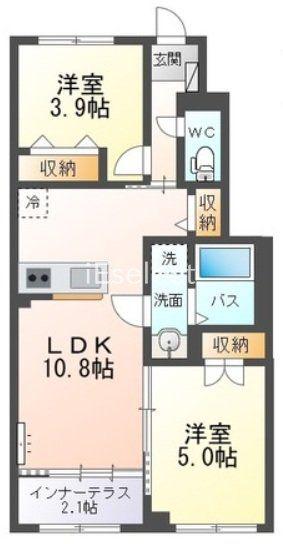 COMFORT LUMINOUS(2LDK/1階)の間取り写真