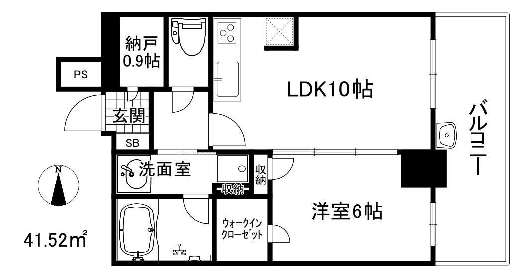 プラウドタワー神戸県庁前(1LDK/7階)の間取り写真