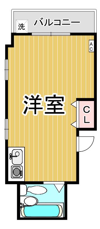 ブルックハイム甲子園(ワンルーム/3階)の間取り写真
