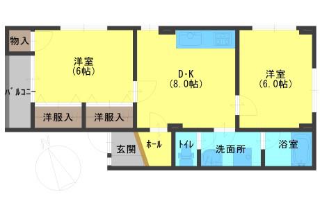 宝塚サンロイヤル(2DK/3階)の間取り写真